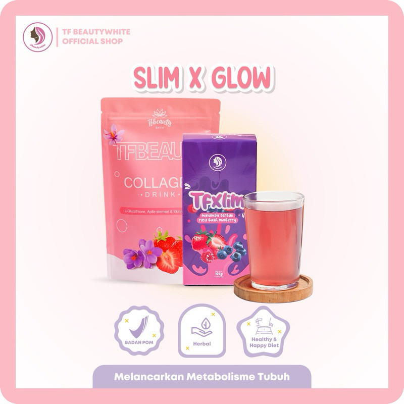 Tfbeautywhite Bundle Tf Collagen Drink & TF Xlim Fiber | Membantu Mencerahkan Kulit & Menurunkan ber