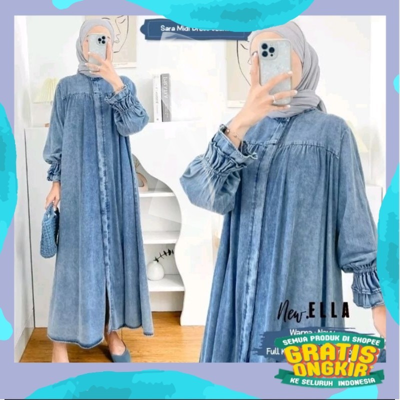 Gamis Dres Midi Jenna Jeans Snow Jumbo/pink fanta