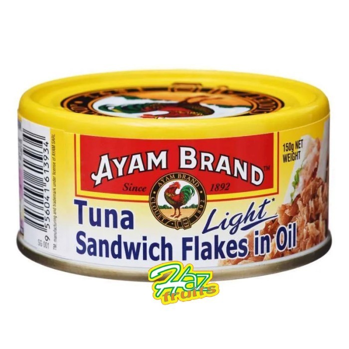 

Ikan Tuna Kaleng Sandwich Flakes In Oil Ayam Brand 150gr