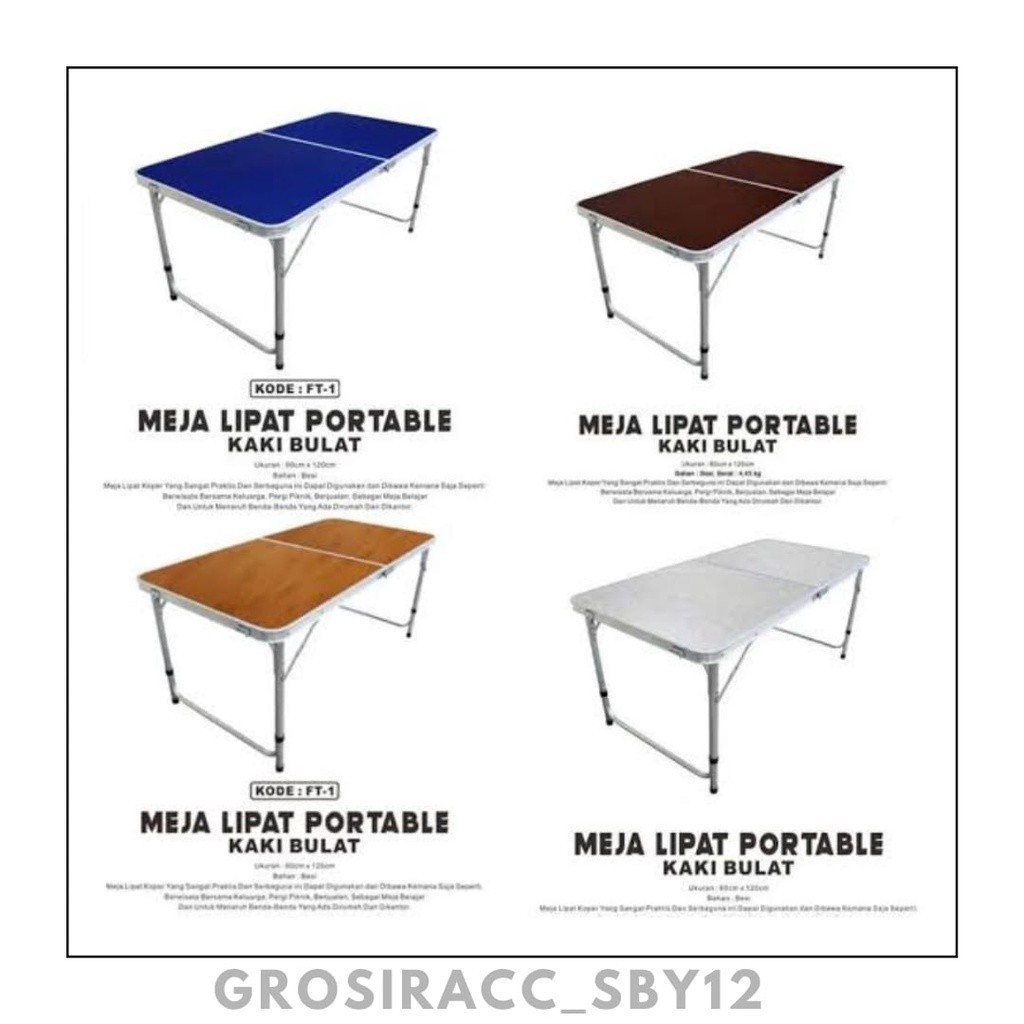 Meja Lipat Koper - Meja Lipat Portable Serbaguna Kaki Bulat (FT -1)