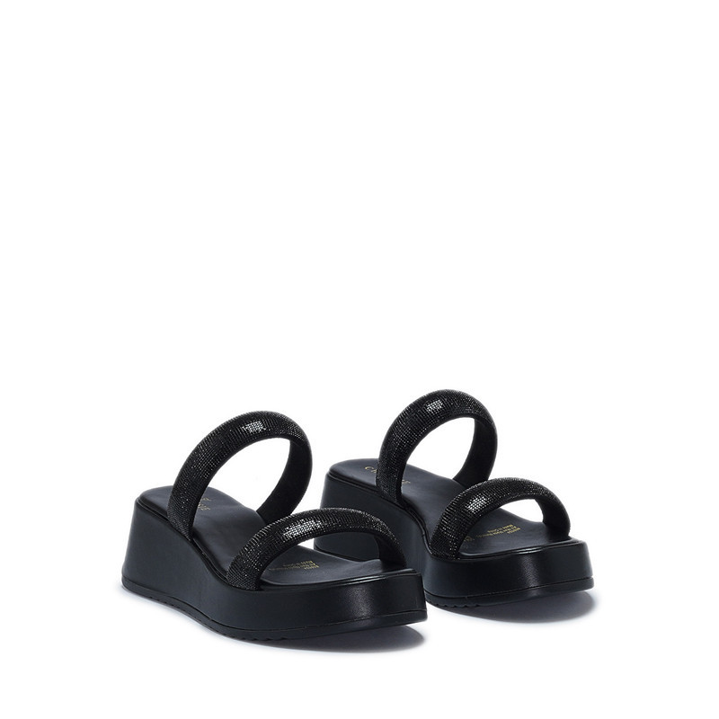 Payless Chrissie Womens Como Platform Slides - Black_05