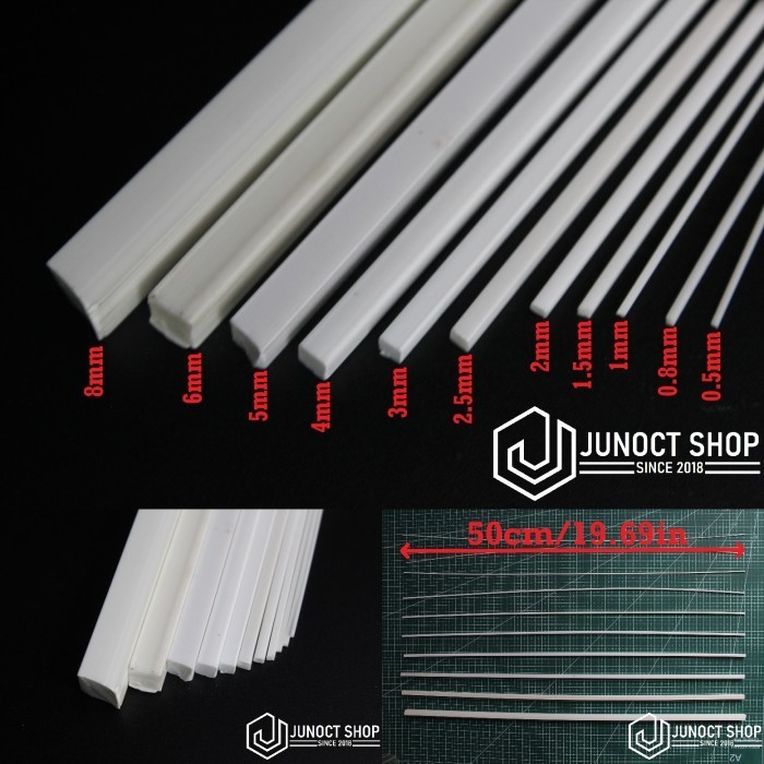 ABS Square Bar - Plastik Maket Pipa Kotak Padat Stick Rod PVC