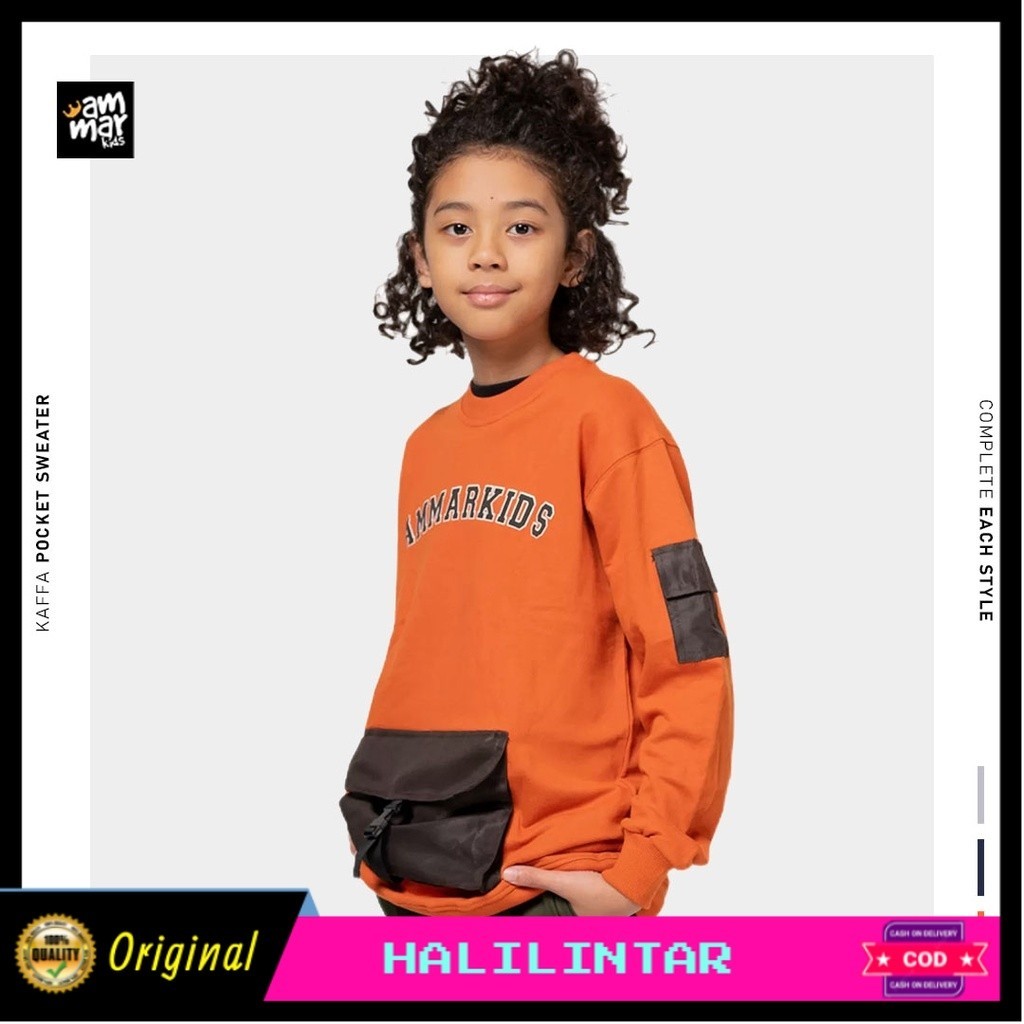 Sweater Anak Laki Laki Tanggung Brand Ammar Kids Kappa Pocket Untuk 3 - 12 Tahun Premium Quality