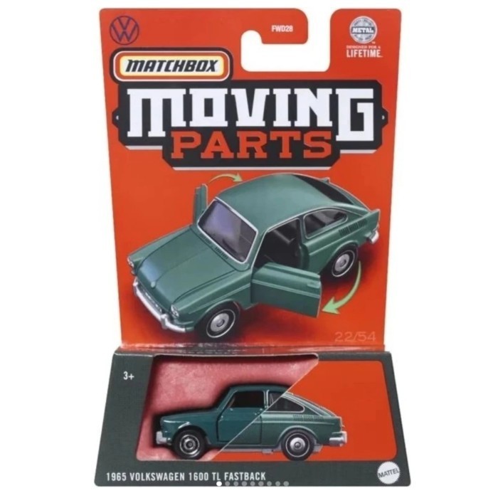 Matchbox Moving Parts 1965 Volkswagen 1600 TL Fastback Hijau