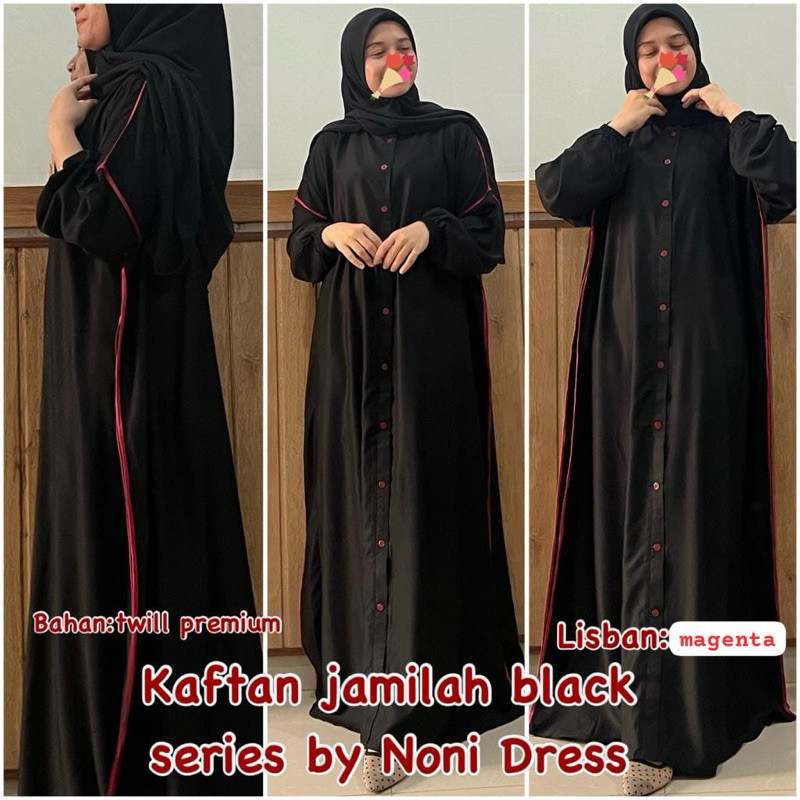 NK67YH Daster Arab Noni Dress JAMILAH Maxi Dress Gamis Hitam Kaftan Twill Premium Big Size