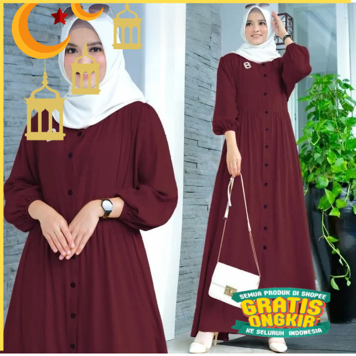 Gamis Wanita Kekinian ZERNITAA DRESS Terbaru 2024 Fashion Muslimah/ buat lebaran idul fitri