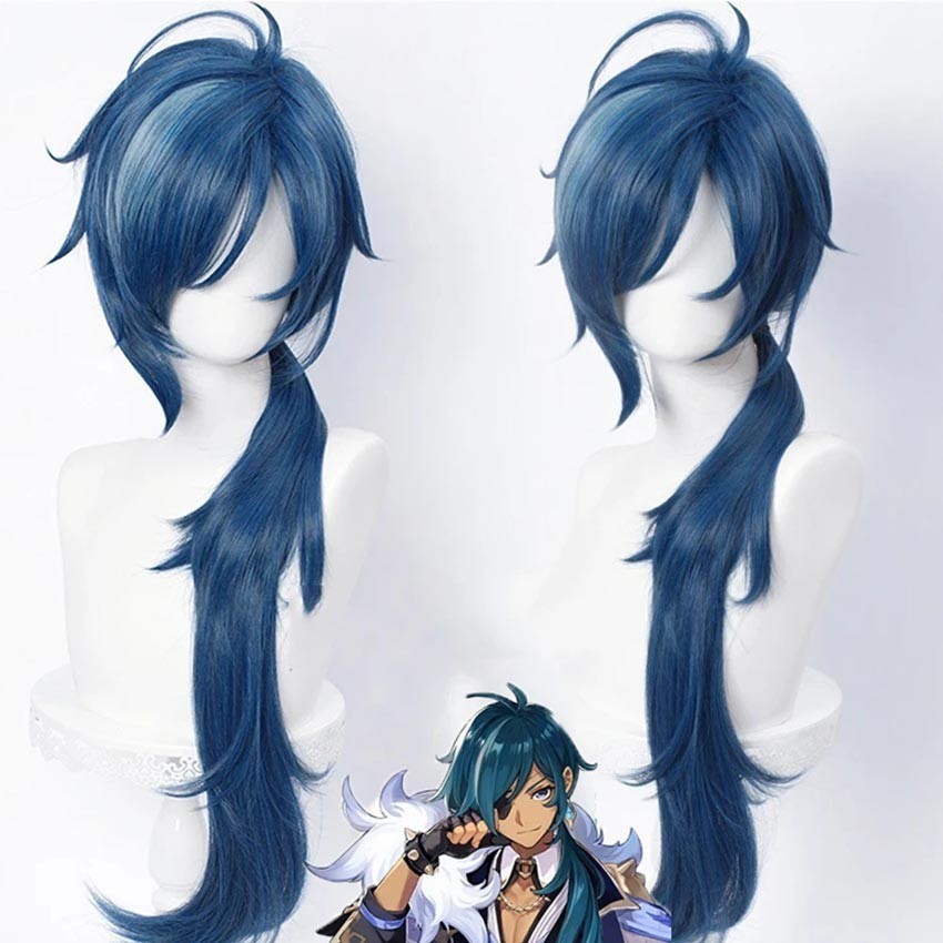 Wig Comic Kaeya Genshin Impact Cosplay Wig 80Cm Heat Resistant Synthetic Hair