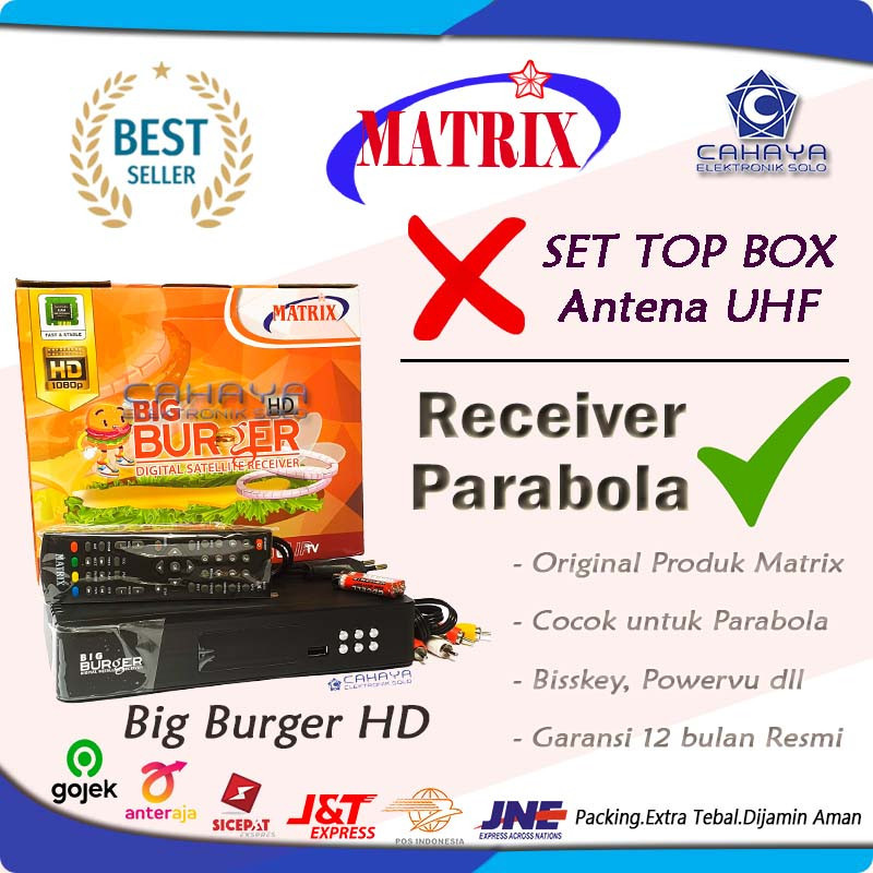 Receiver PARABOLA Matrix Burger HD Mpeg4 FTA Powervu Bisskey Android