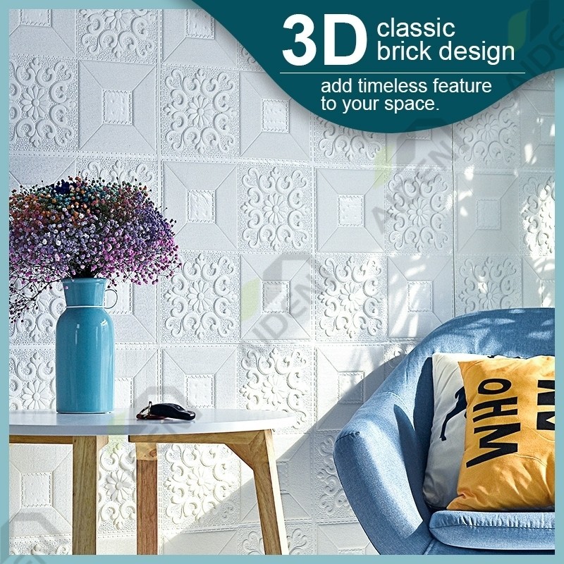 3D Wallpaper Dinding Kamar 35x35cm Foam Batu Busa Sticker Minimalis Murah Tahan Air Dan Minyak Dekorasi Rumah