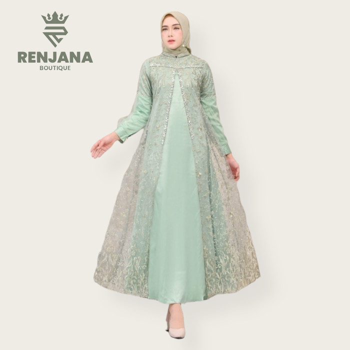 gamis aliya payet tile bordir - pink, M