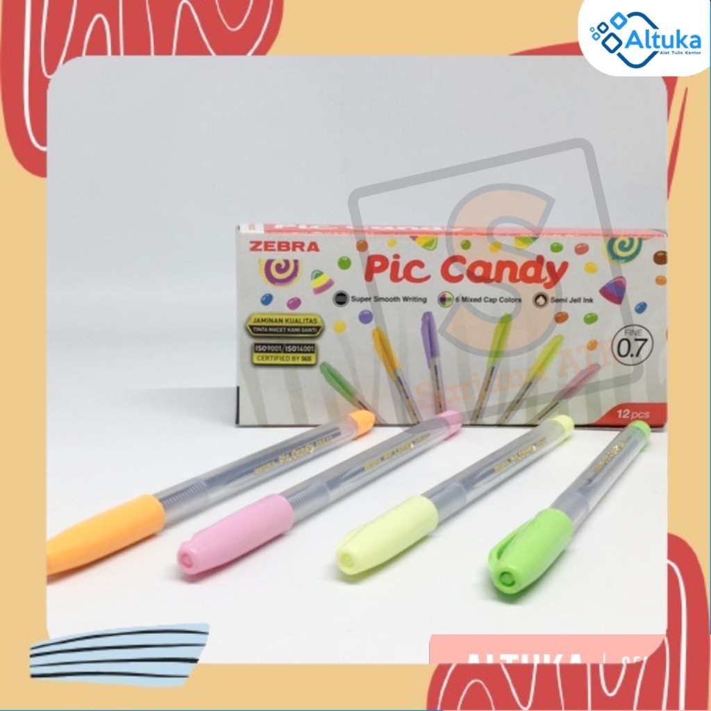 

(1 pcs) Bulpen Pen Ballpoin Zebra Pic Candy Tinta Hitam 0.5mm