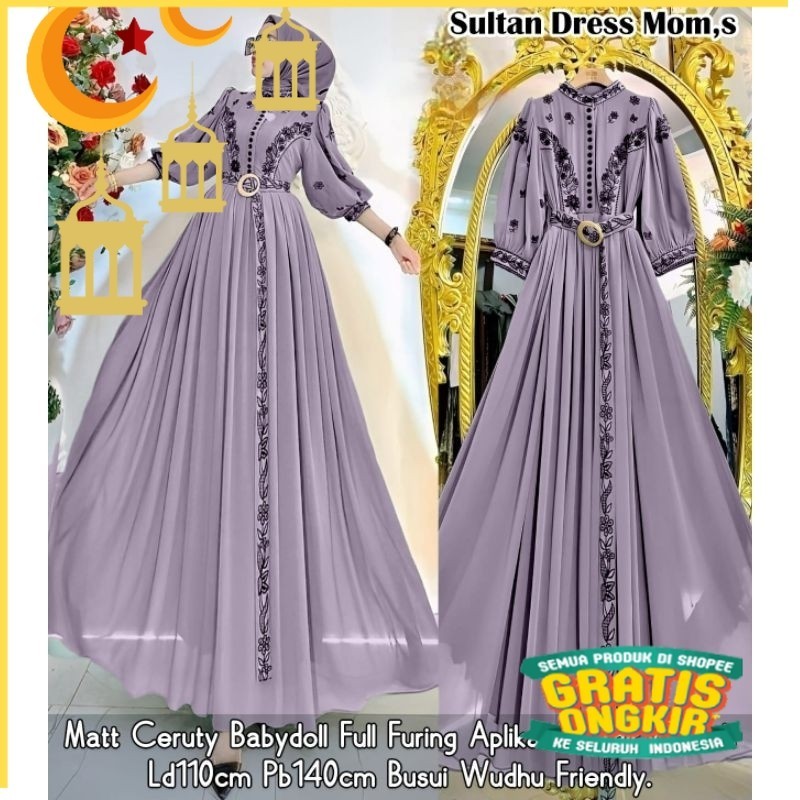 dress (SULTAN DRESS MOM'S) maxy gamis perempuan brukat  dres brokat muslim baju kondangan maxi pesta