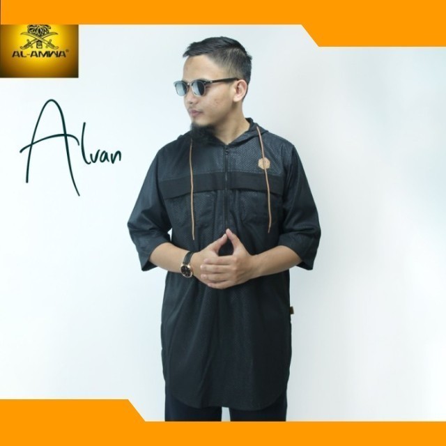 Kurta Al Amwa Lengan 34 Gamis Pakistan Hoodie Al Amwa Kurta Hoodie  Kurta Hoodie Keren  AL AMWA