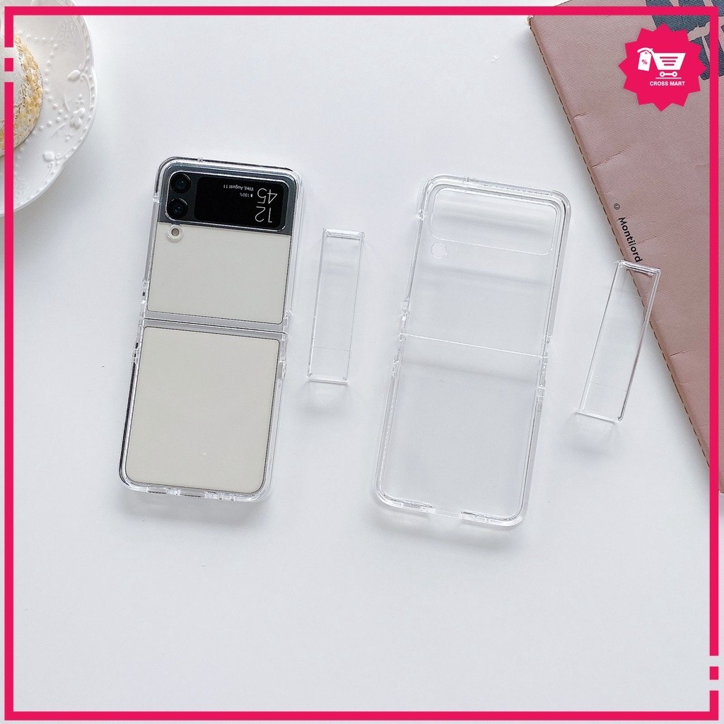 Bezel Cover Transprant Hard Case Samsung Galaxy Z Flip 5 Flip 4 Z Flip 3 5G With Mid Cover Anti Kuni