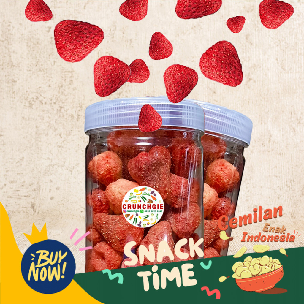 

Special Diskon 800ml Keripik Strawberry Crispy Snack Diet Sayur Buah Crunchgie