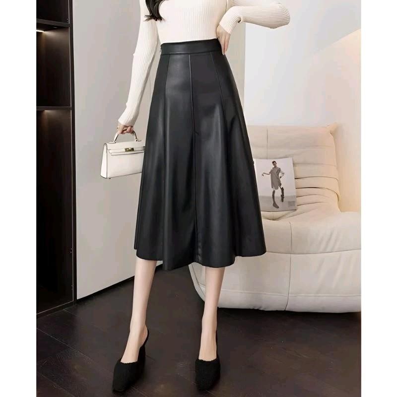 Rok kulit Wanita Payung Korea Panjang
