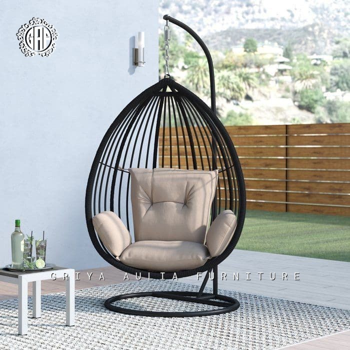 Ayunan rotan sintetis terbaik ayunan rotan tiang besi