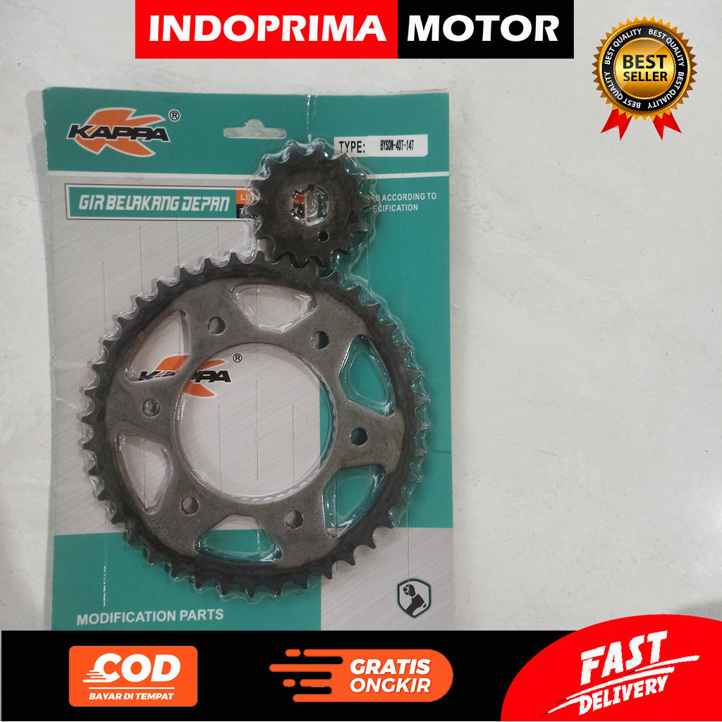 KAPPA GEAR DEPAN BELAKANG BYSON 40. GEAR PRES YAMAHA BISON 45P