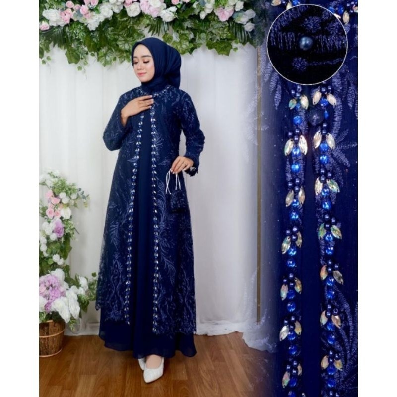 Kebaya Modern Gamis Maryam Brokat Tulle / Kebaya Muslim Syar'i / Kebaya Wisuda / Kebaya Pesta / Keba
