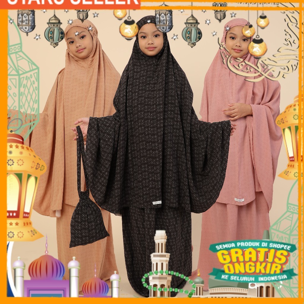 Diario - Mukena Anak Rayon Lunara/ Pink Dusty Fanta Merah muda