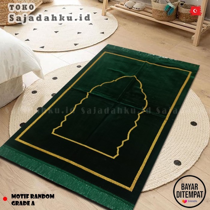 Sajadah Turkey Polos Dewasa - Hijau