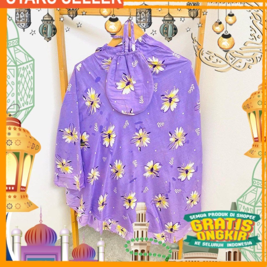 Benang Raja Mukena Anak Santung Motif/ Pink Dusty Fanta Merah muda