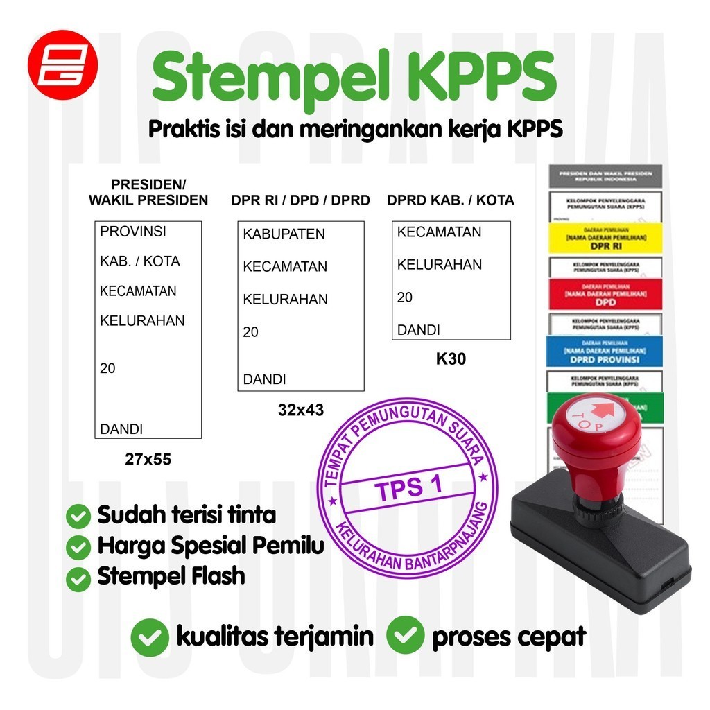 

Stempel Kartu Suara Pilkada pemilu Pilpres Cap KPPS TPS PPS Stampel Surat Suara