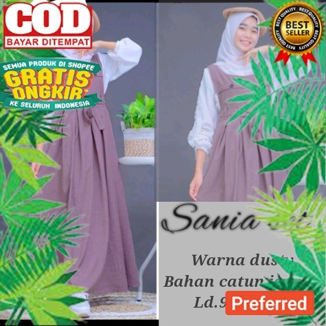 Sania set Dress Baju Gamis Syari Muslim Remaja Wanita Perempuan// dress gamis anak Remaja tanggung K