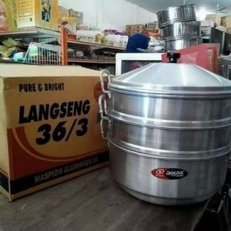 Maspion Langseng Aluminium 36 cm Susun 3 / Panci Kukusan Dandang 3 Tingkat - VV