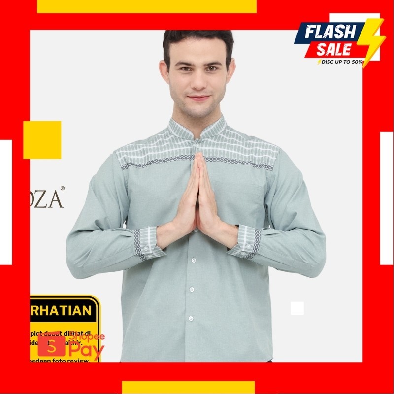 LEBARAN SALE 4.4 |  Odza Baju Koko Lengan Panjang Regular Jumbo Pria Ariaba Hijau Sage
