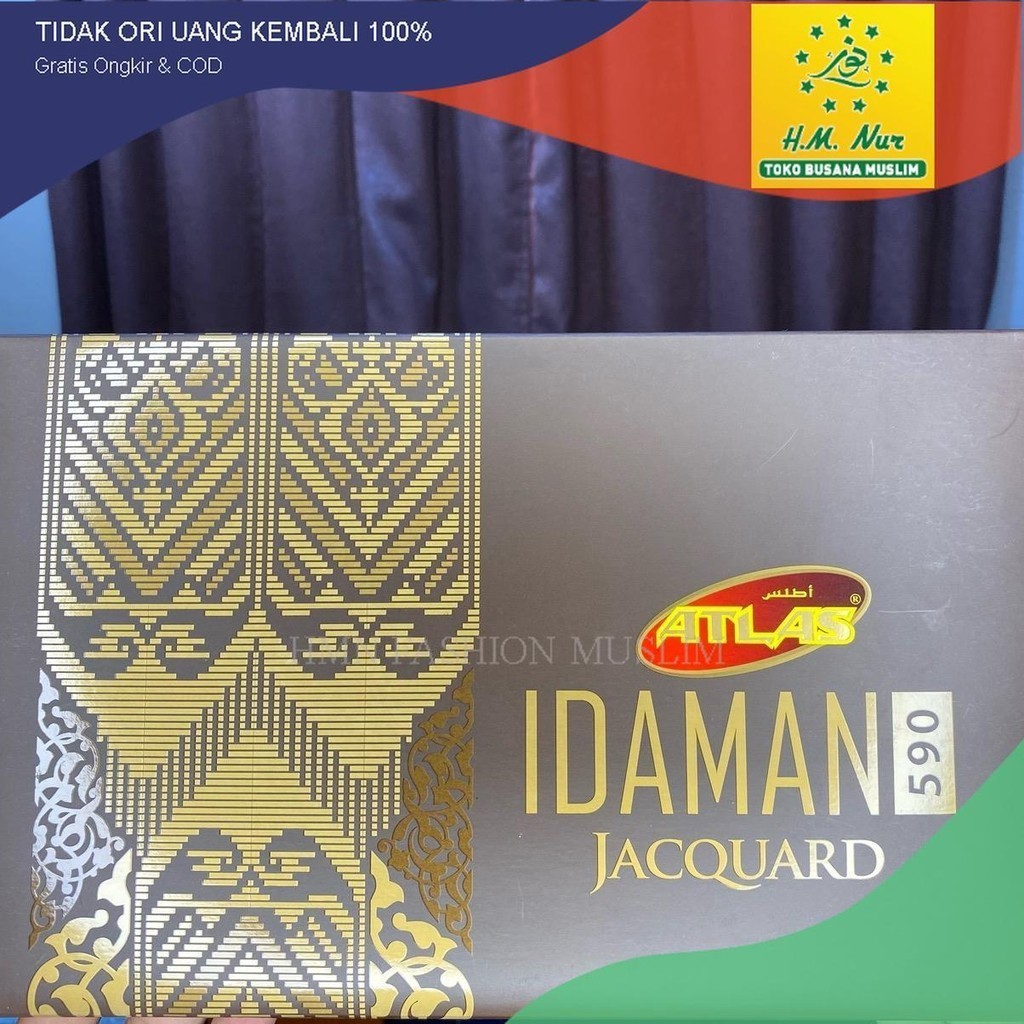 Kain Sarung Atlas Idaman Jacquard 590 - Motif Jaguar Timbul Mewah Murah Bahan Nyaman Ibadah Dewasa