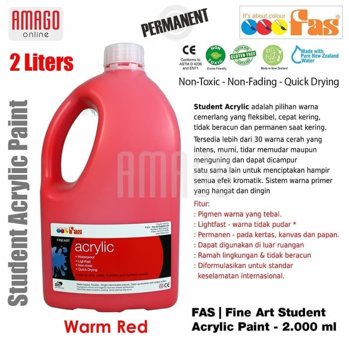 

Cat Akrilik Lukis FAS Student Acrylic Paint - 2 liter - Warm Red