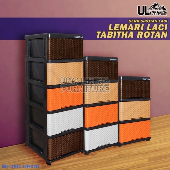 Lemari Laci Tabitha Lemari Plastik Pakaian Serbaguna Tabitha Laci H04 - LACI F POLOS, 3 SUSUN