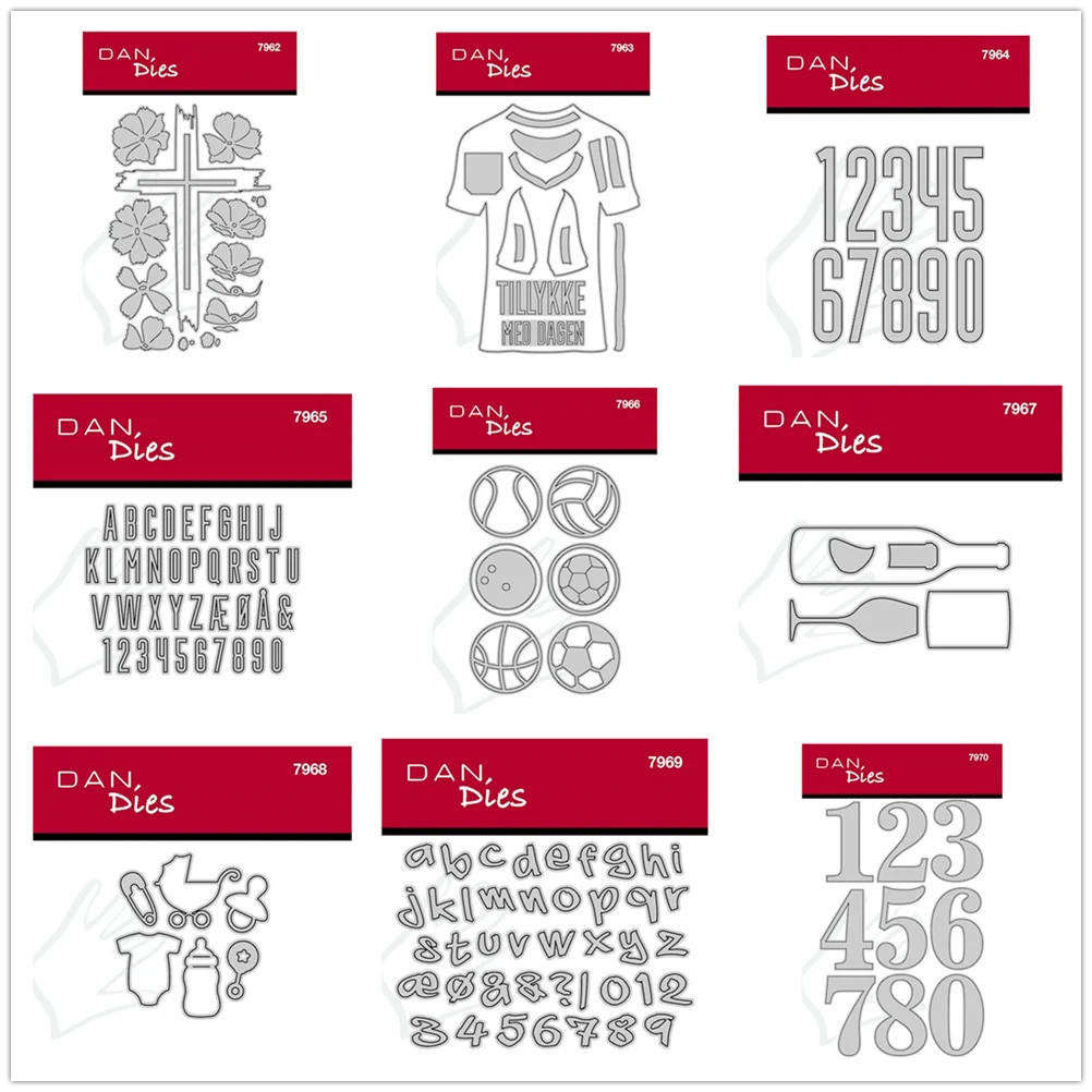 

New February 2024 Kors med Blomster T-shirt Sports Bolde Vin Alfabet Cutting Dies for Scrapbooking Paper Making Frame Card Craft