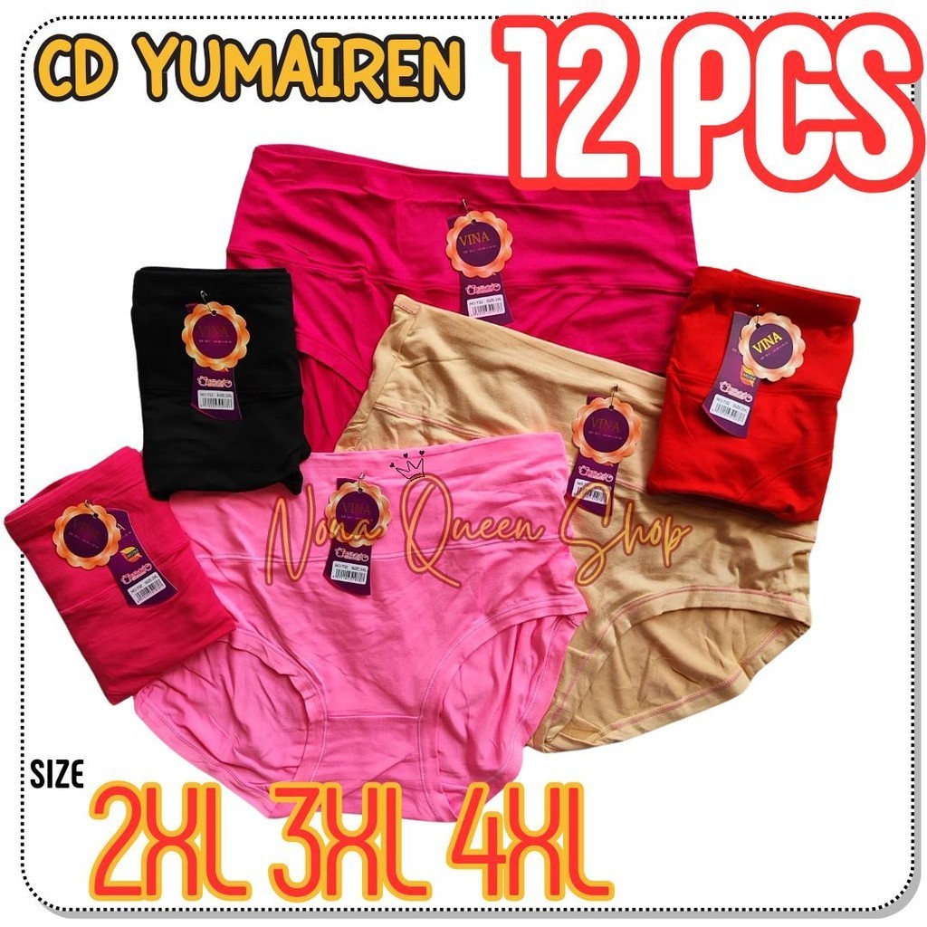 Lusinan 12Pcs CD Celana Dalam Wanita Vina Jumbo Super Soft 732 3XL 4XL Grosir