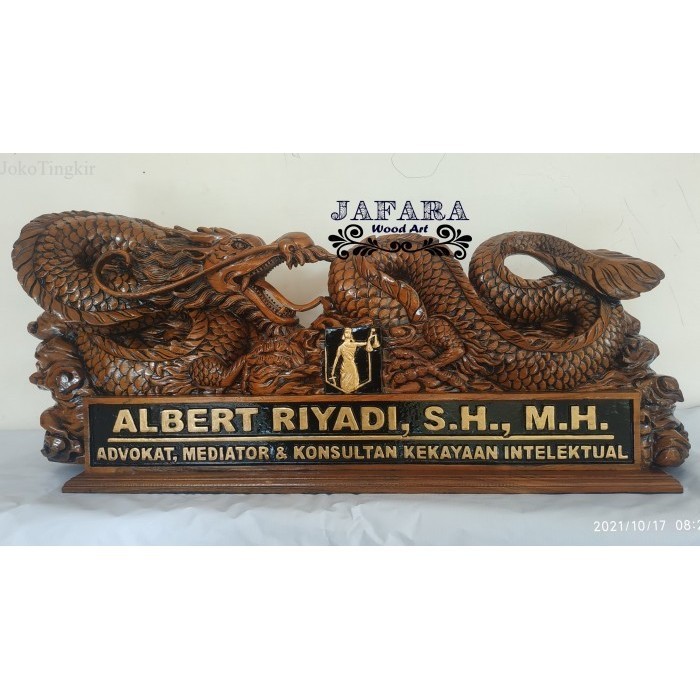 

Papan Nama Jabatan Kayu Jati Ful Ukir Motif Naga Cina Bisa Request murah
