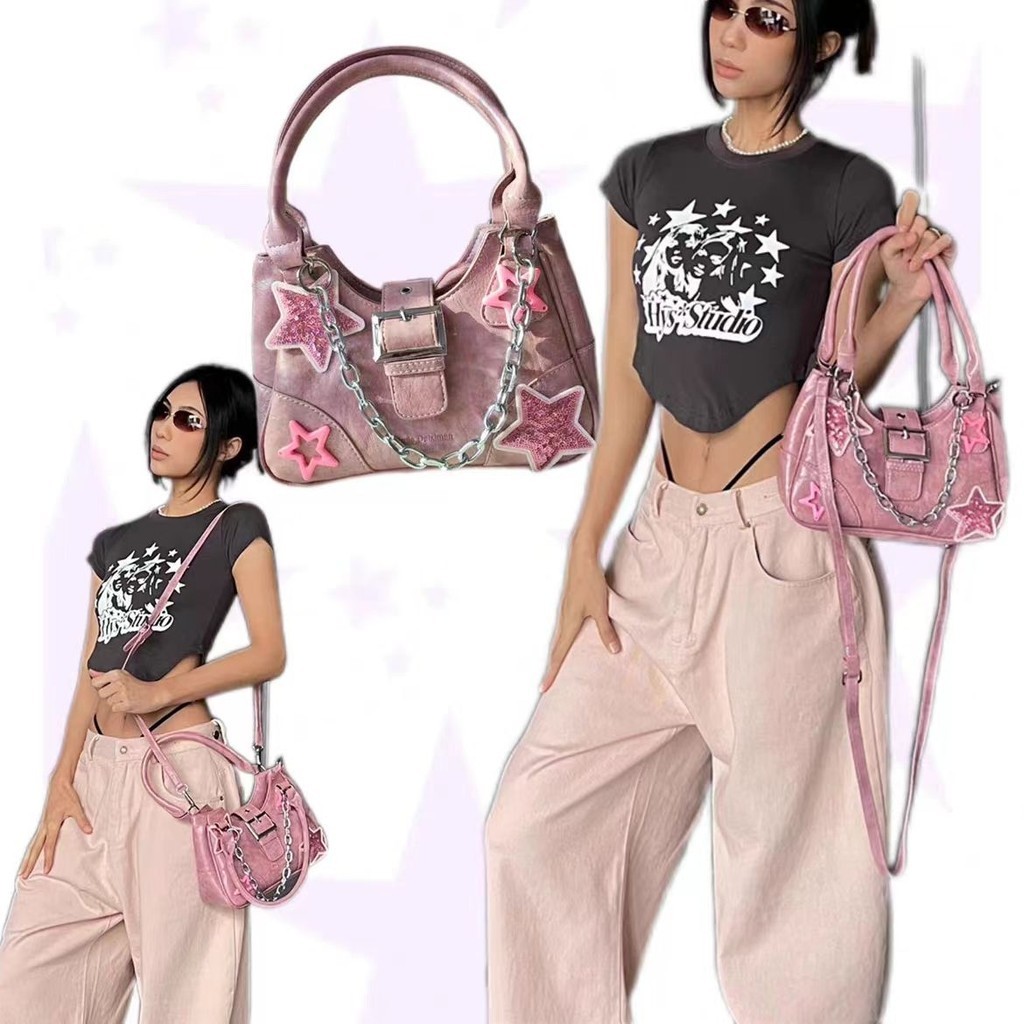 Tas Ketiak Gadis Populer Asli Sunlight Desire Tas Tangan Sepeda Motor Bekas Rantai Bintang Keren Man