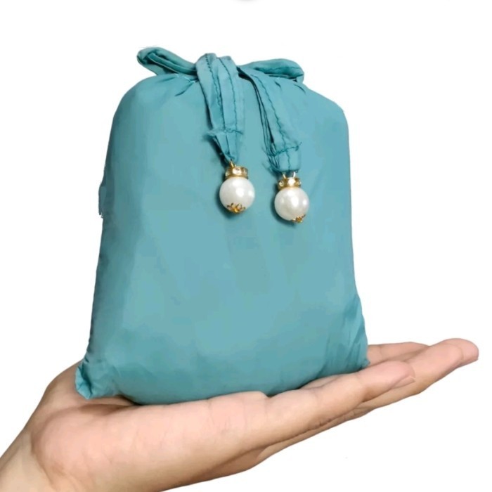 KHALIF mukena mini parasut color way - mukena travel tas pouch kecil - tosca, sajadah fullset