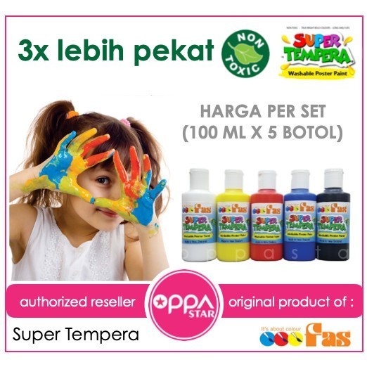 

Fas Super Tempera Finger Paint Cat Air Anak 5 pcs Washable Non Toxic