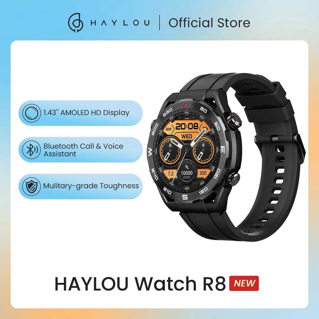 Jam Tangan Pria HAYLOU Watch R8 Smartwatch 1.43'' AMOLED HD Display Smart Watch Bluetooth Call & Voi