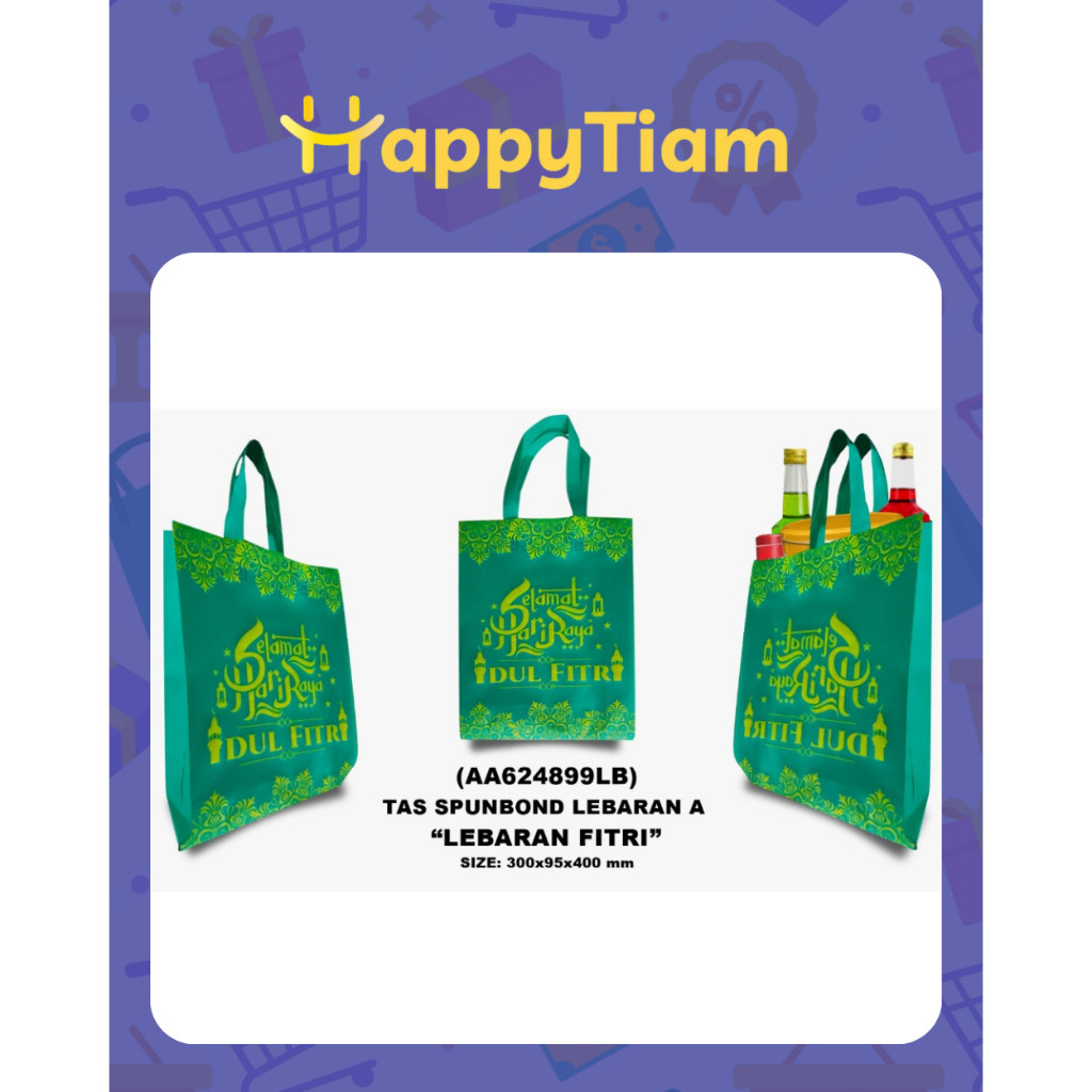 

TAS LEBARAN KIKY SPUNBOND GOODIE BAG IDUL FITRI SABLON 40CM X 30CM X 9CM BESAR EID MUBARAK KADO HAMPERS