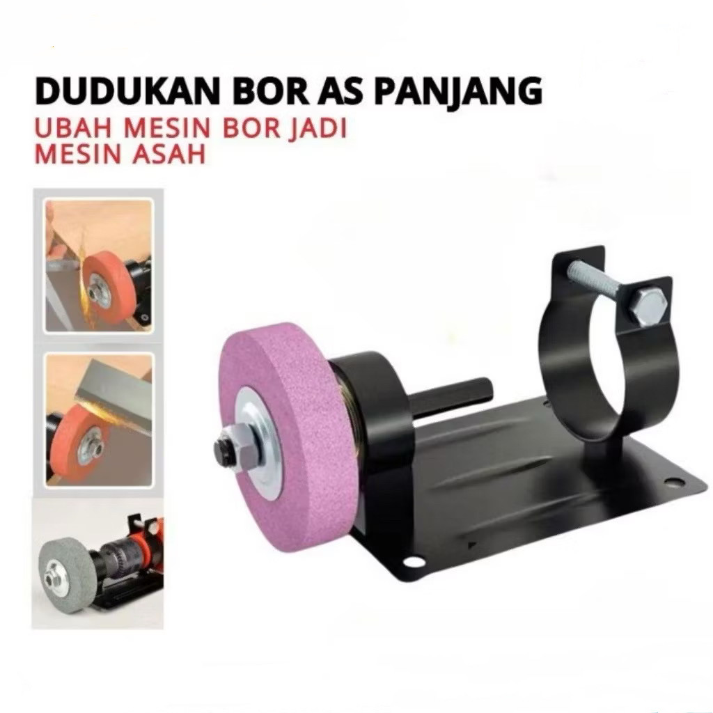 (gd) adaptor adapter alat dudukan bor jadi mesin asah potong besi dudukan bor as panjang dan batu as