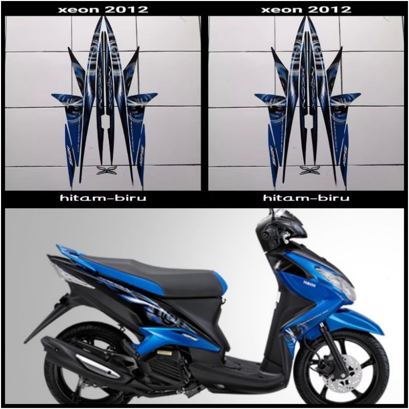 STIKER STRIPING LIS LES POLET PLAT PLISIR BODY MOTOR YAMAHA XEON 2011 2012 KARBU HITAM BIRU