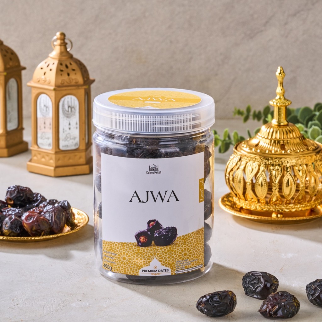 

Cahaya Mekah Kurma Ajwa Dates Nabi Toples Premium Original High Quality 400gr