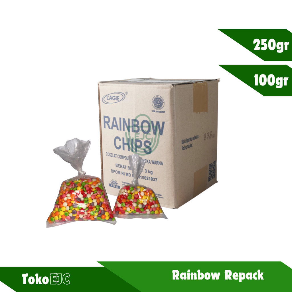 

REPACK LAGIE Rainbow Chips 1/2 bulat coklat Chip Warna-warni 100gr 250gr