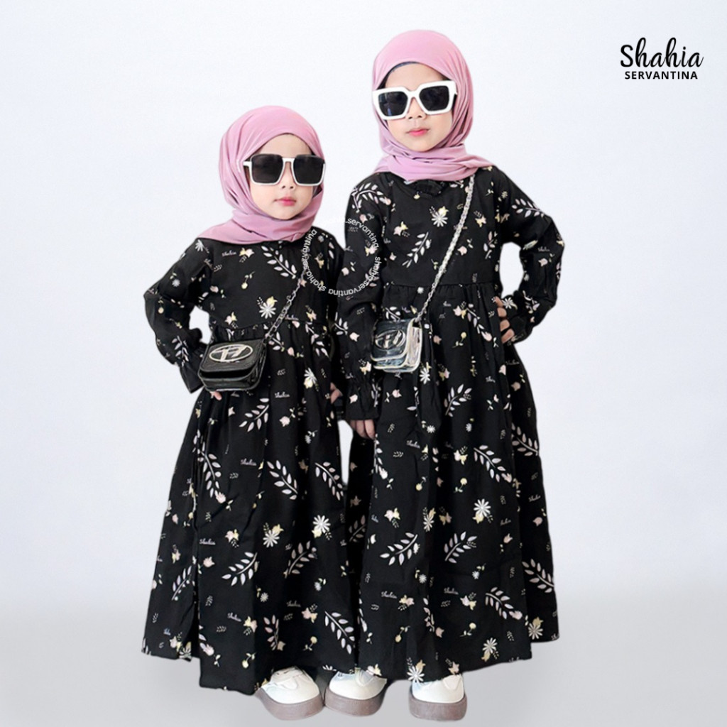 BT78YH Shahia Servantina - Nesa Dress Gamis Rayon Twill Anak Perempuan Baju Muslim