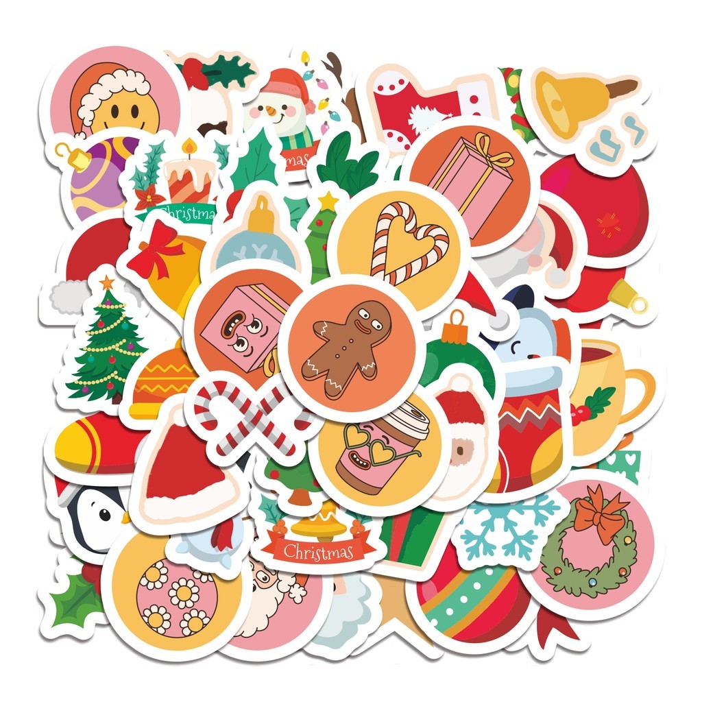 

COD 50 Pcs Stiker Natal Lucu Anti Air Untuk Dekorasi Notebook Sepeda Skateboard Handphone