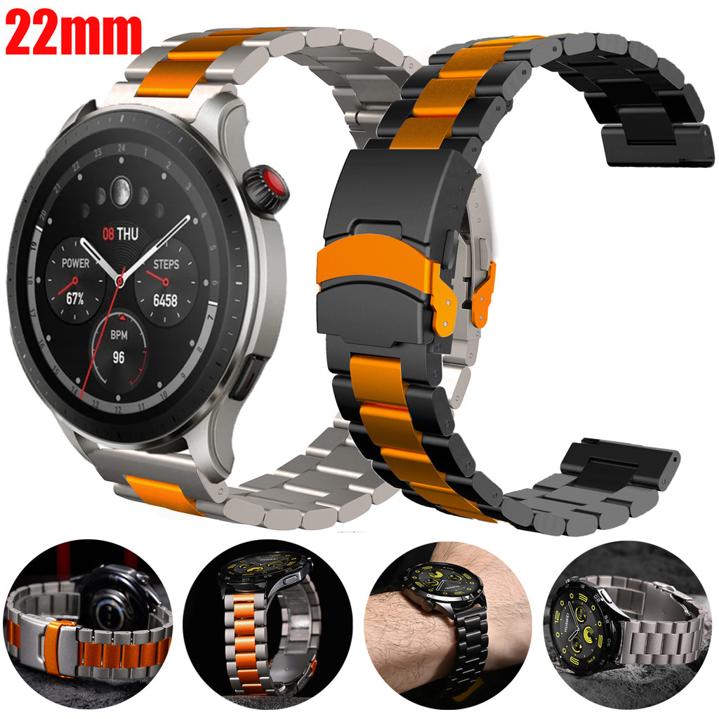 22mm Stainless Steel Strap For Amazfit GTR4 GTR3 GTR2 GTR2E 47mm Bip5 Metal Bracelet For Huami Amazf