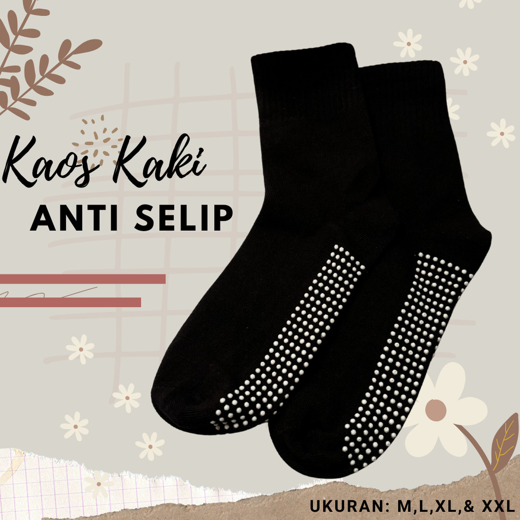 Kaos Kaki Anak Sekolah Perempuan Laki laki Anti Slip Socks Hitam Tebal Untuk SD SMA