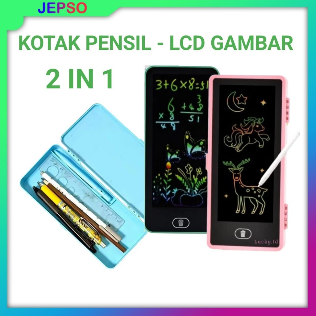 

Kotak Pensil 2 IN 1 dengan Papan LCD Writing Pen / Drawing Box Kotak Pensil lcd gambar Papan Coret Kreatif Anak Dengan Digital Pad Edukasi